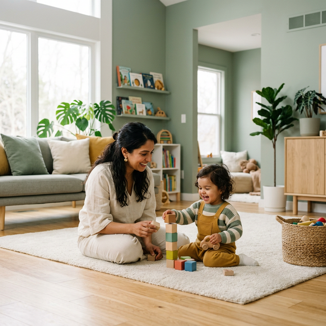 Janita playing with a toddler