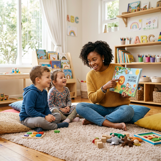 Janita playing with a child